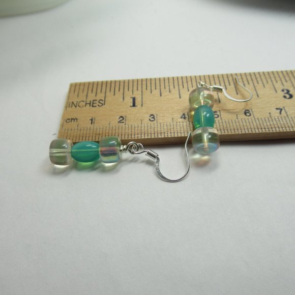 Uranium glass bead earrings - Picture 10 of 14